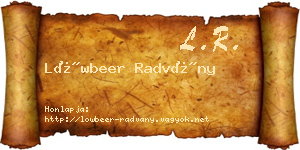 Löwbeer Radvány névjegykártya